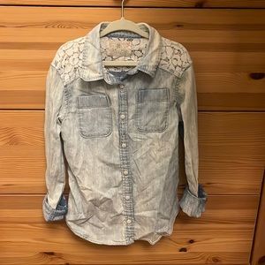 Ralph Lauren - chambray button down with beautiful lace detail in yoke